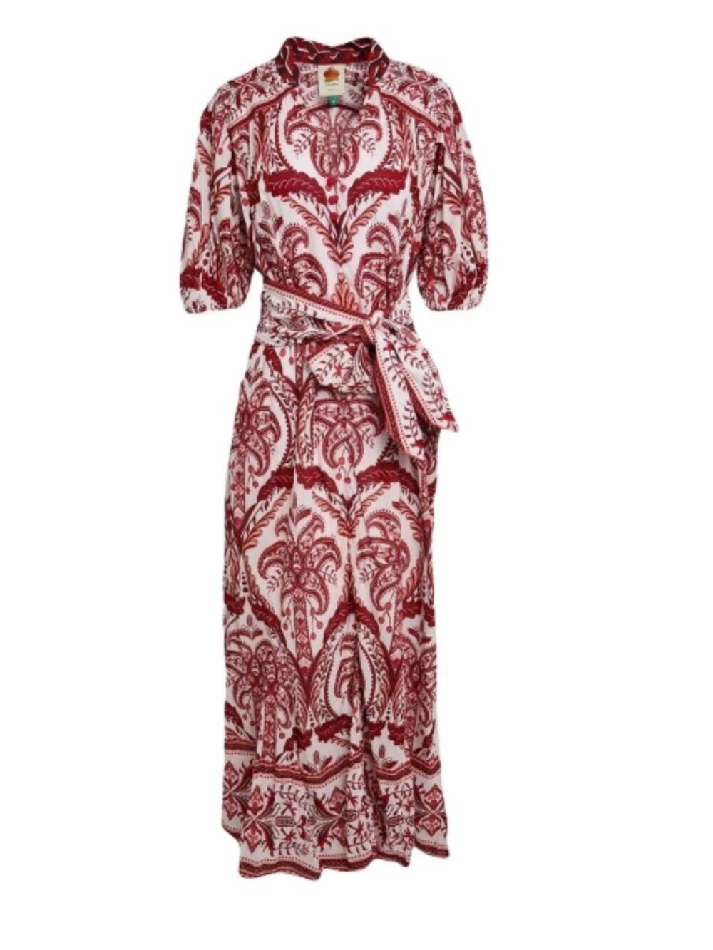 FARM Rio Red and White Paisley Maxi Dress